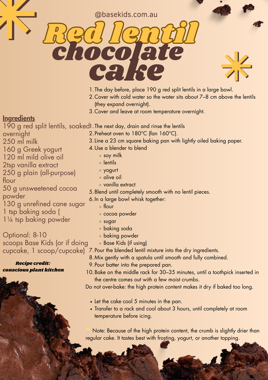 Red lentil chocolate cake